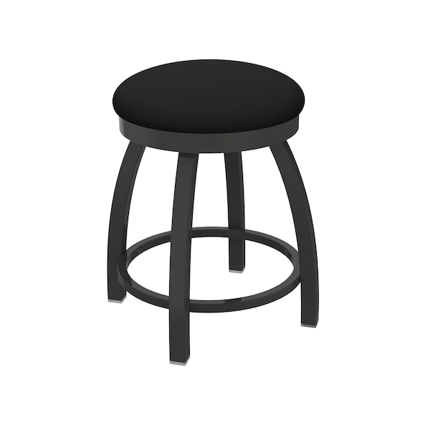 18" Swivel Vanity Stool, Pewter Finish, Black Vinyl Seat
